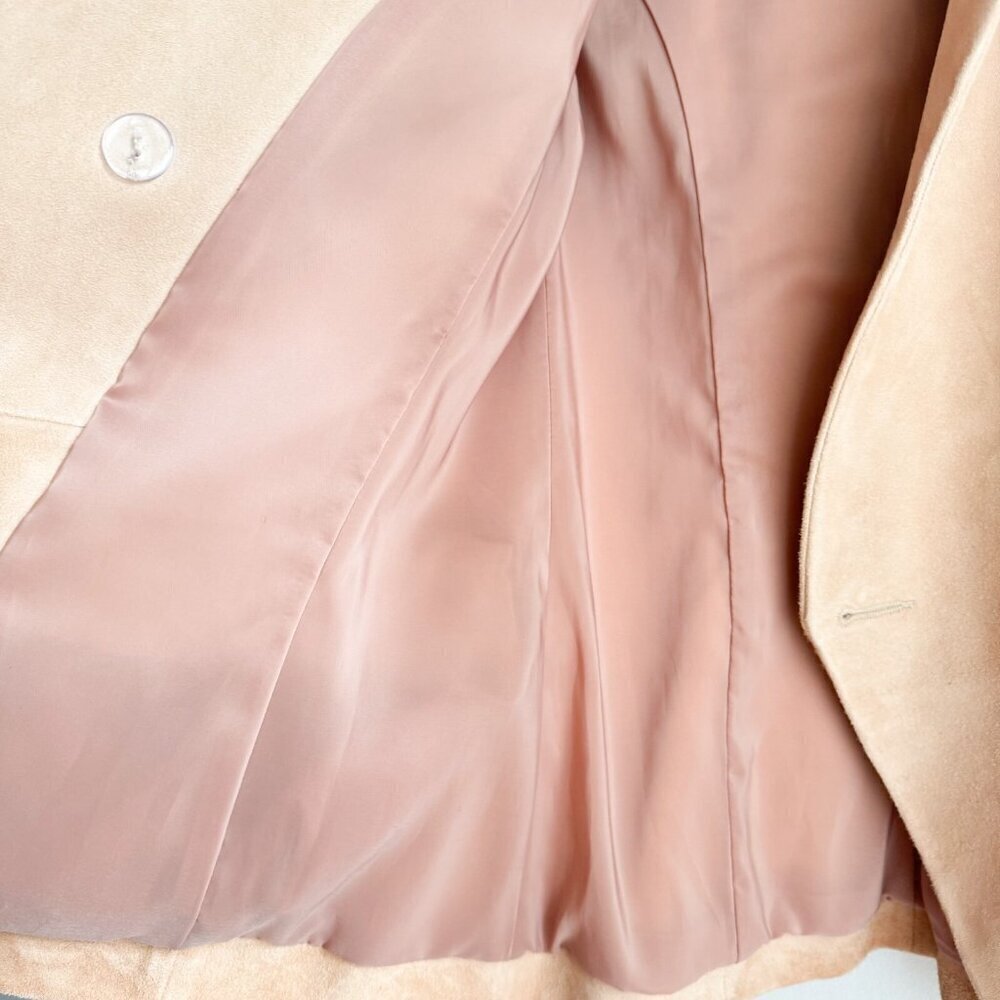 L'Agence Nude Beige Double Breasted Suede Goatskin Blazer 6 - Picture 10 of 14